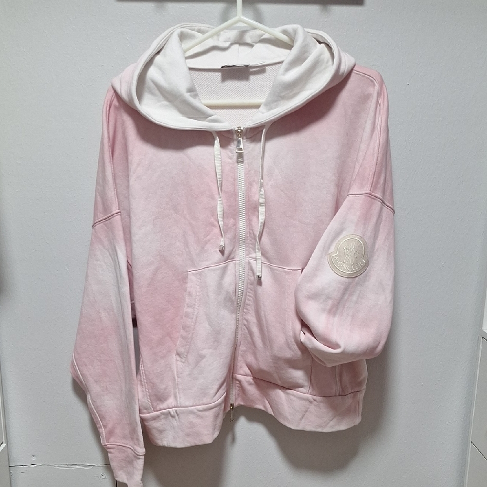 Moncler Maglia Ti-Dye Zip-Up Cardigan Hoodie M Pink Color